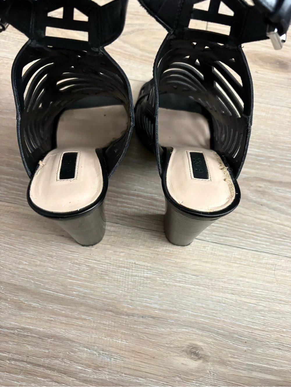 Guess Black Cutout Block Heel Sandals